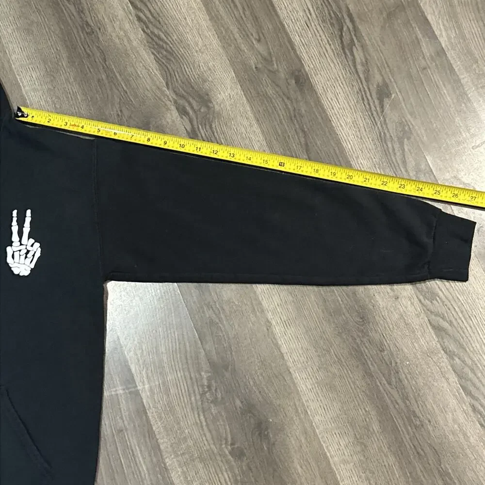 Men’s Small Bowery Supply Co. Black Skeleton Peace Hoodie